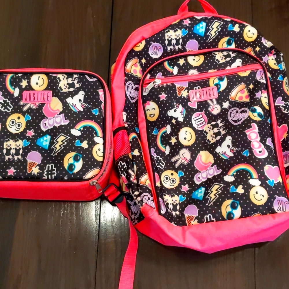 Girls Justice bookbag and lunch box combo